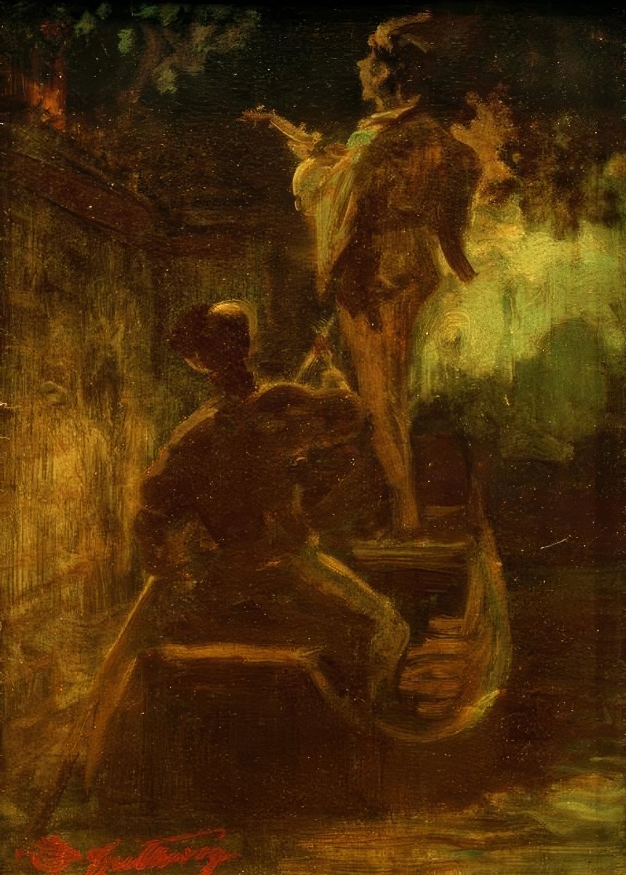 En serenade fra båten av Carl Spitzweg