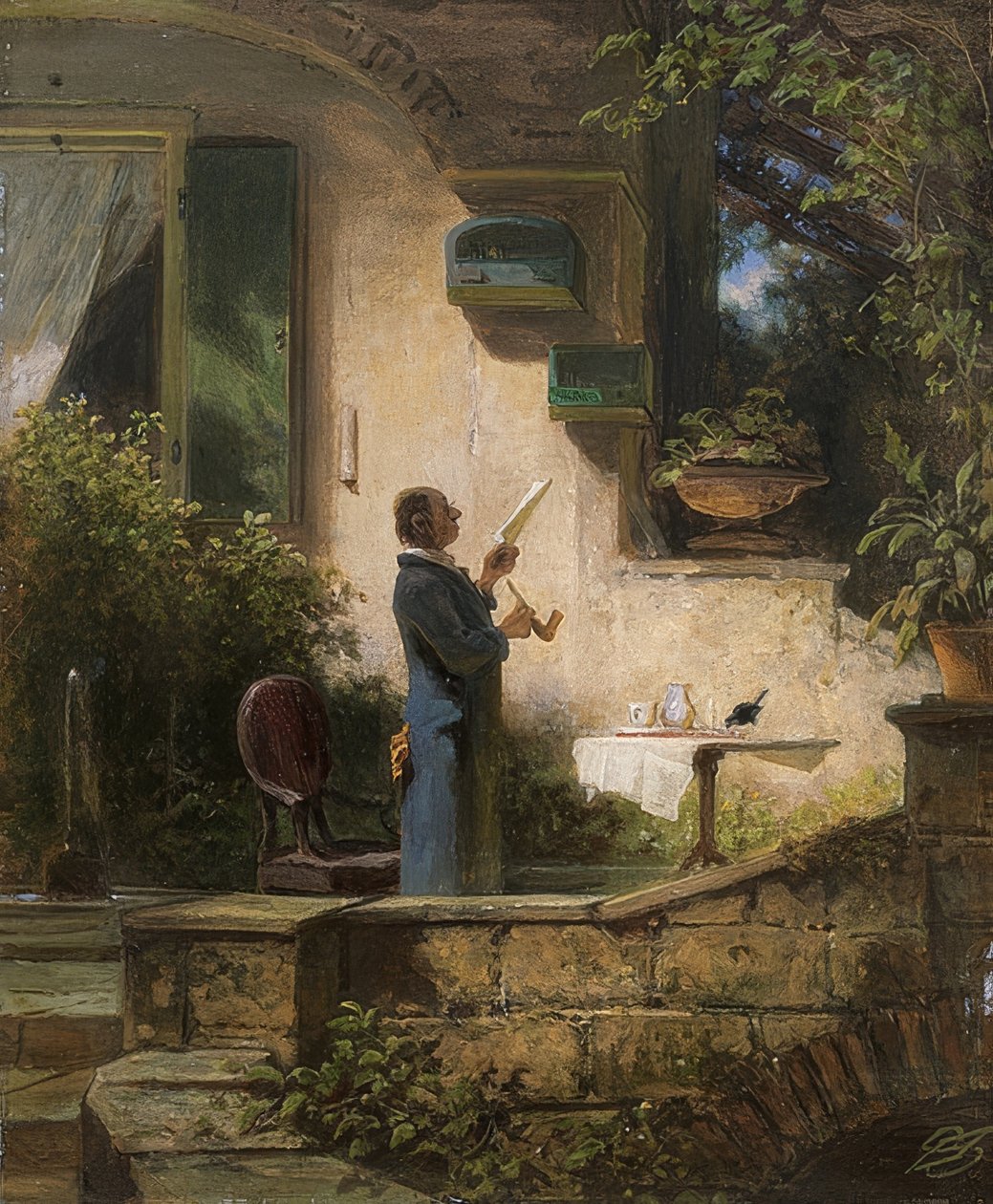 Et viktig brev. (Forelesningen) av Carl Spitzweg