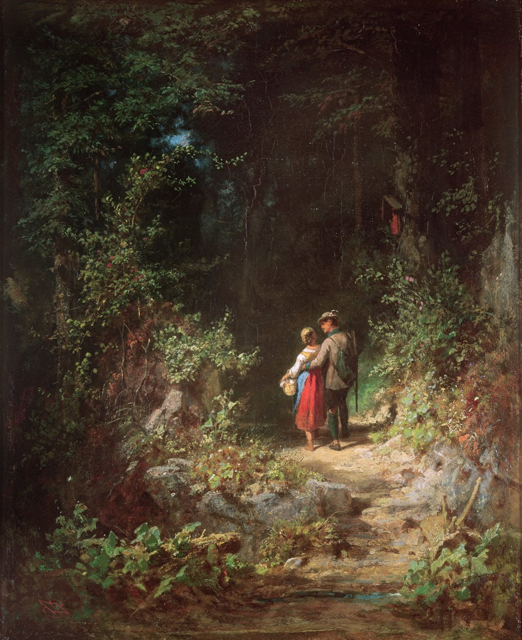 Lovers in a Wood, ca. 1860 av Carl Spitzweg