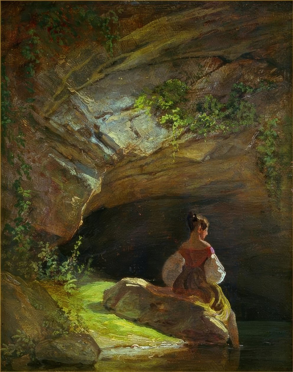 Jenter foran grotten av Carl Spitzweg
