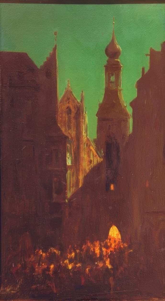 Marienplatz i München av Carl Spitzweg