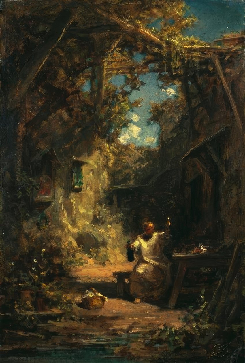 Munk på vinsmaking av Carl Spitzweg