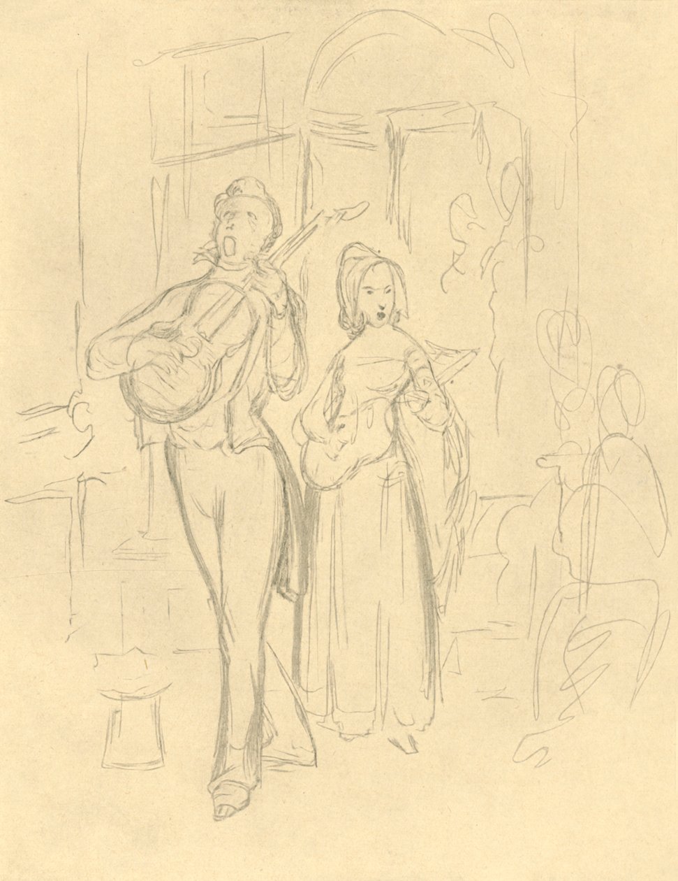 Strassensänger, midten av slutten av 1800-tallet, c1924. av Carl Spitzweg