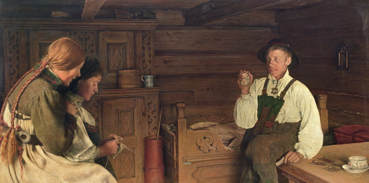 The Card Artist (olje på lerret) av Carl Sundt Hansen