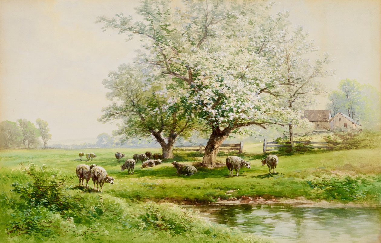 Pastoralt landskap, slutten av 1800-begynnelsen av 1900-tallet. av Carl Weber