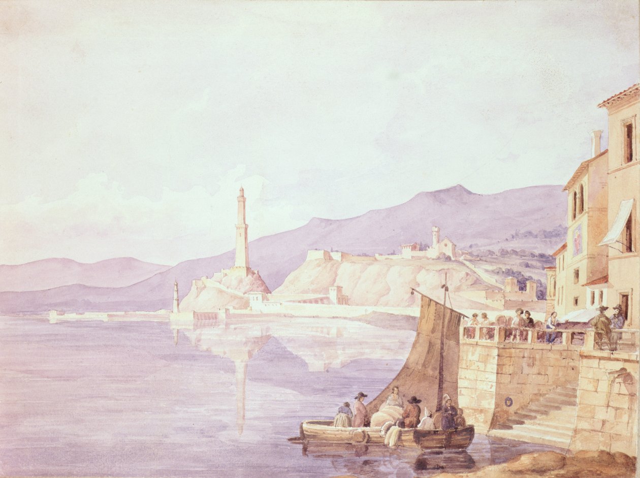 Havnen i Genova, 1835 av Carl Wilhelm Goetzloff