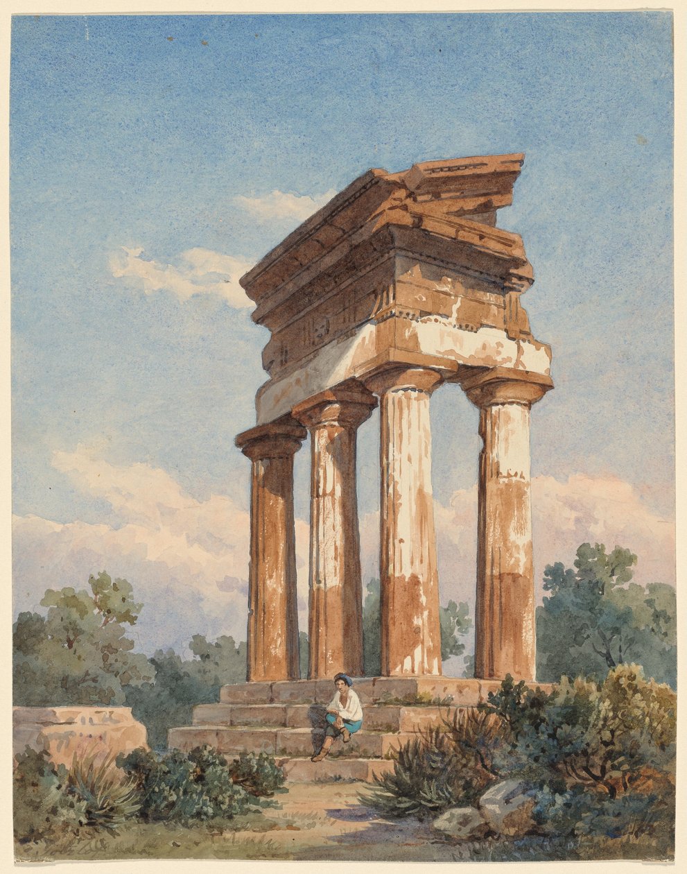En tempelruin i Agrigento av Carl Wilhelm Götzloff