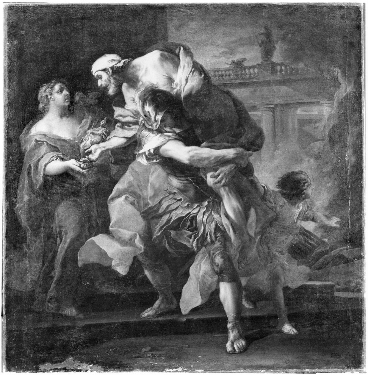 Aeneas bærer Anchises, 1729 av Carle van Loo