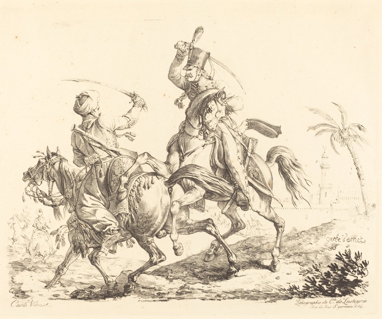 Hussard slår en Mameluck av Carle Vernet