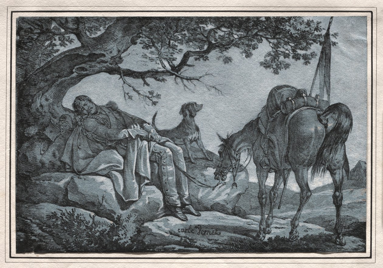 Den sovende soldat. av Carle Vernet