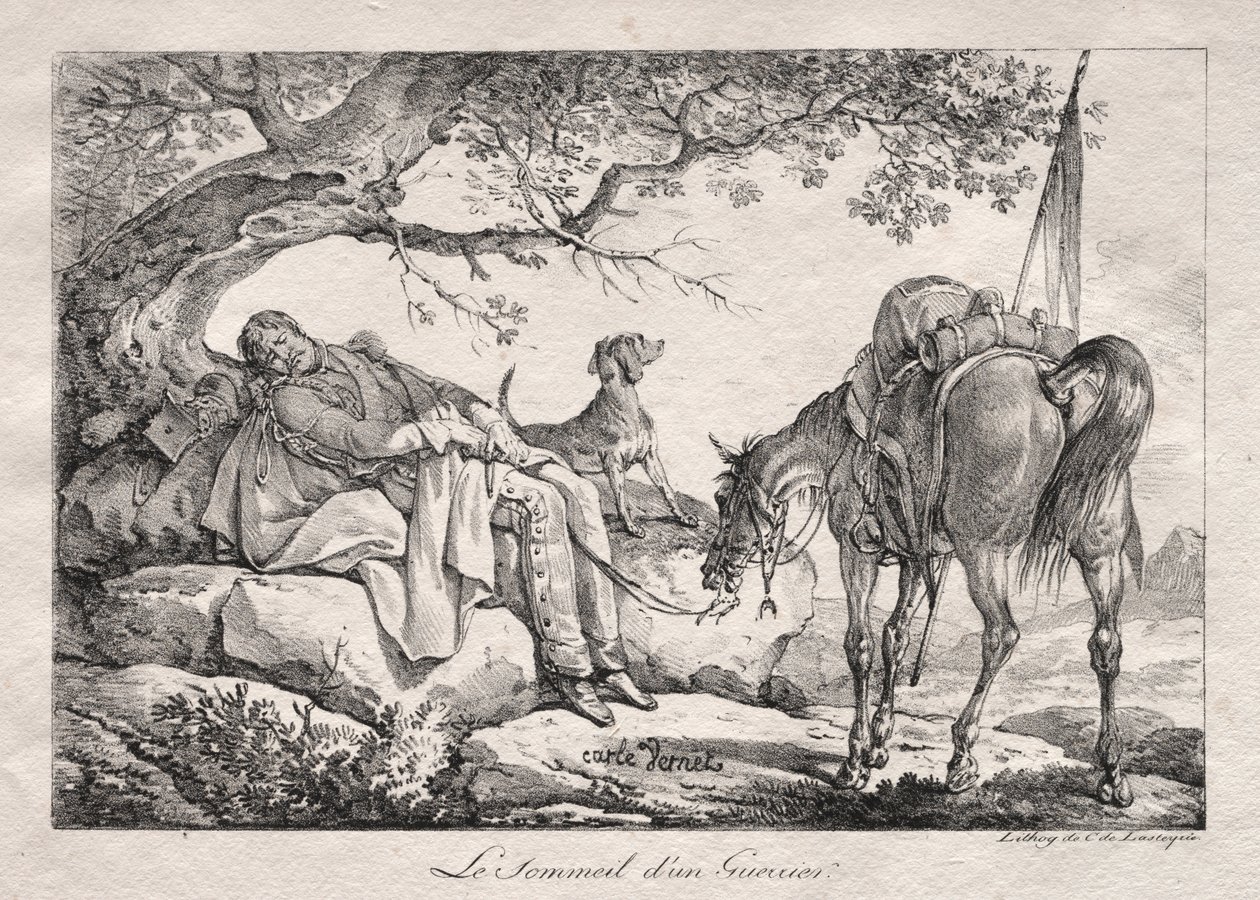Den sovende soldat. av Carle Vernet
