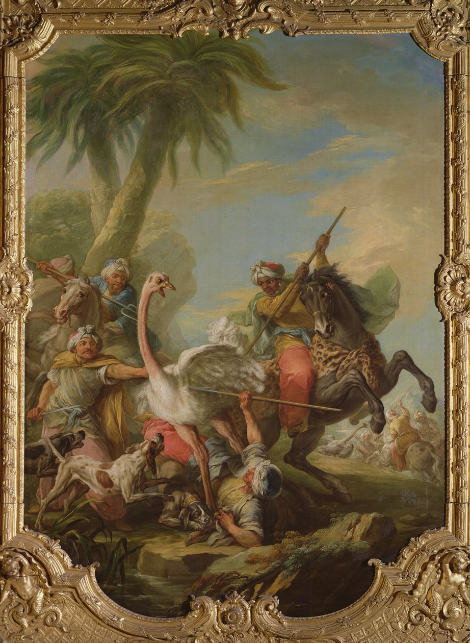 Strutsjakten (olje på lerret) av Carle van Loo