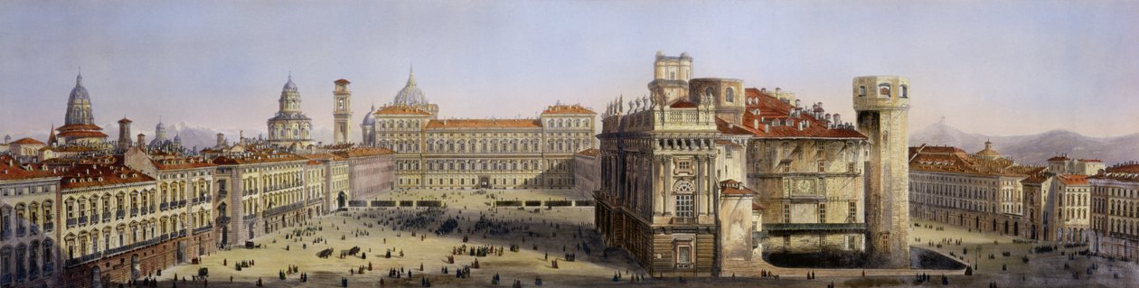 Piazza Castello, Torino, gravert av F. Citterio av Carlo Bossoli