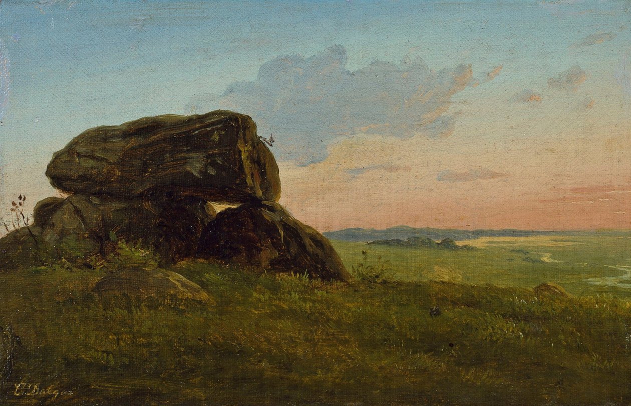 Kveldslandskap med en dolmen. Studere. av Carlo Dalgas