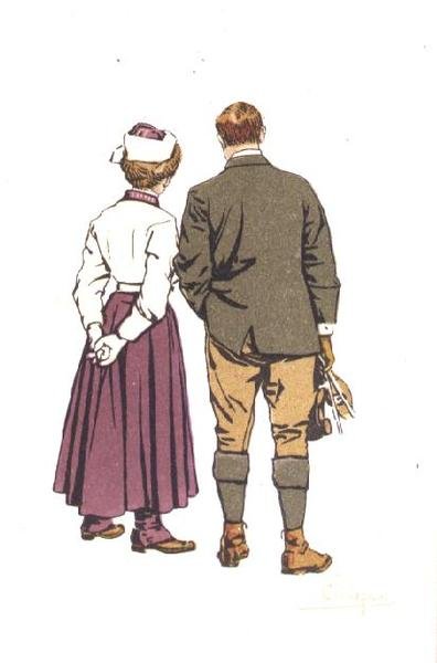 Et gjennomtenkt par (farge litho) av Carlo Pellegrini