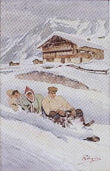 Firemannskjelken (fargelitho) av Carlo Pellegrini