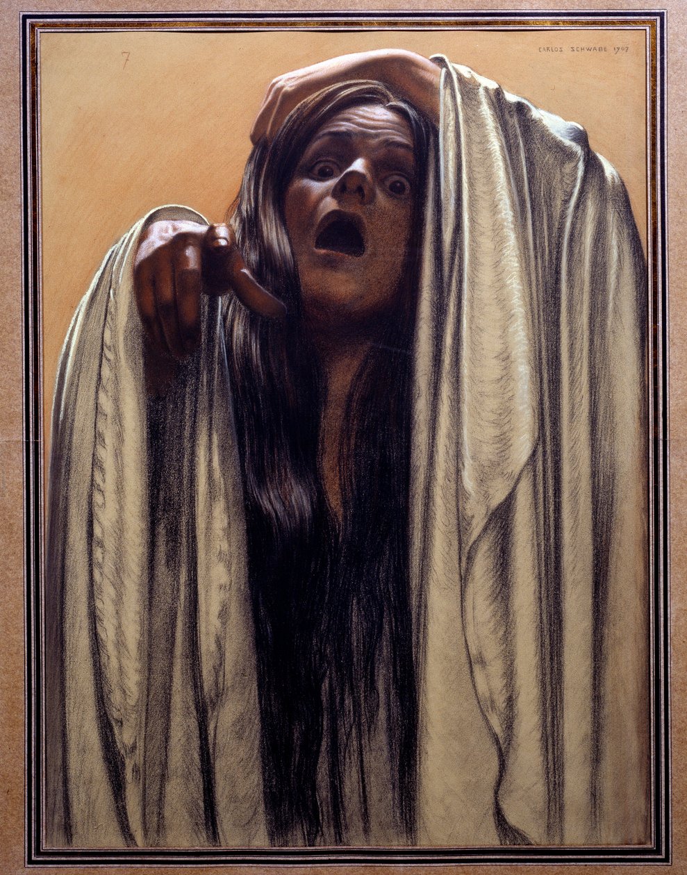 Studie for "The Wave", 1907 av Carlos Schwabe