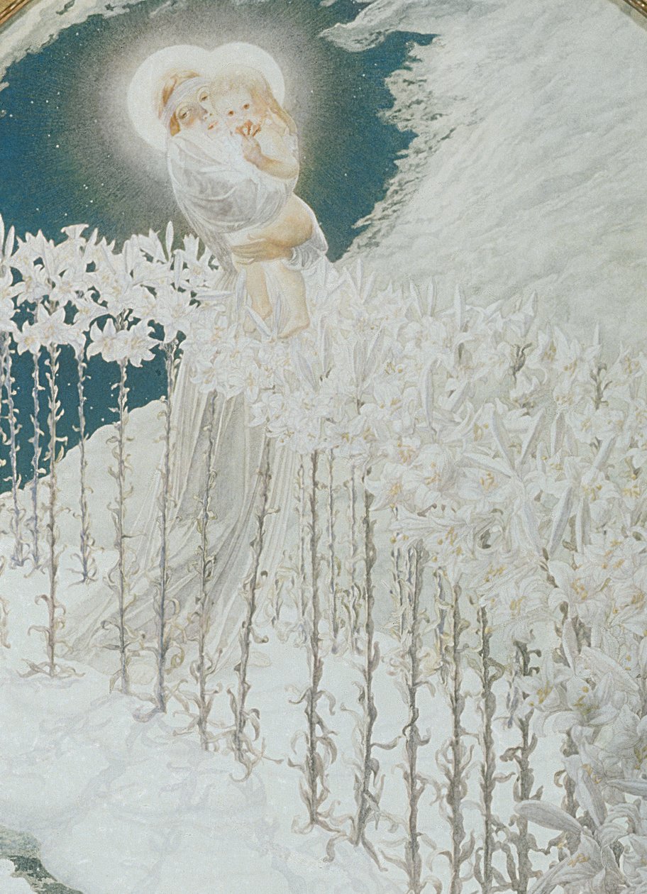 Jomfru av liljene, 1899 av Carlos Schwabe
