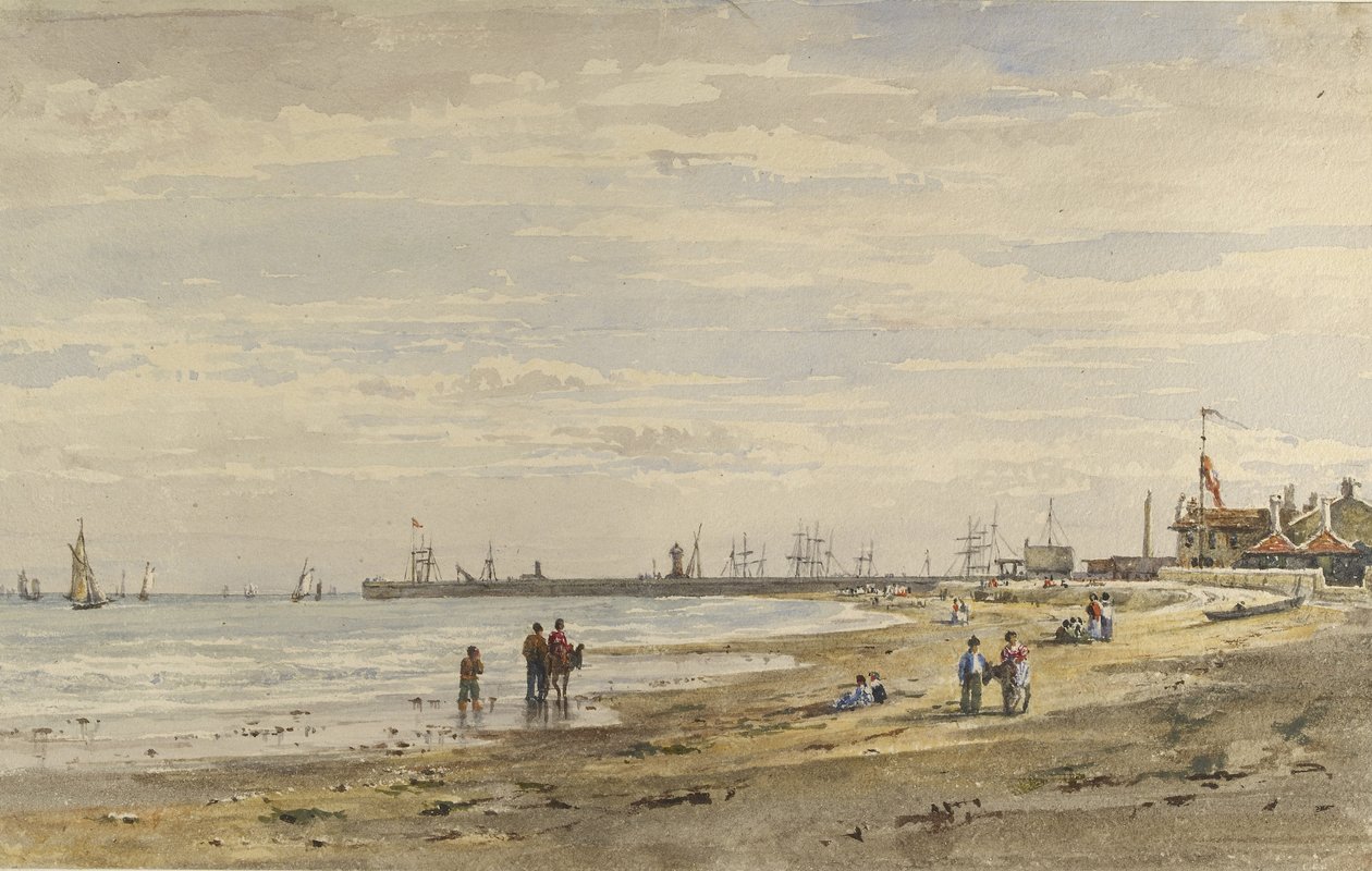 Ramsgate Pier, august 1838 (akvarell på papir) av Caroline Davidson