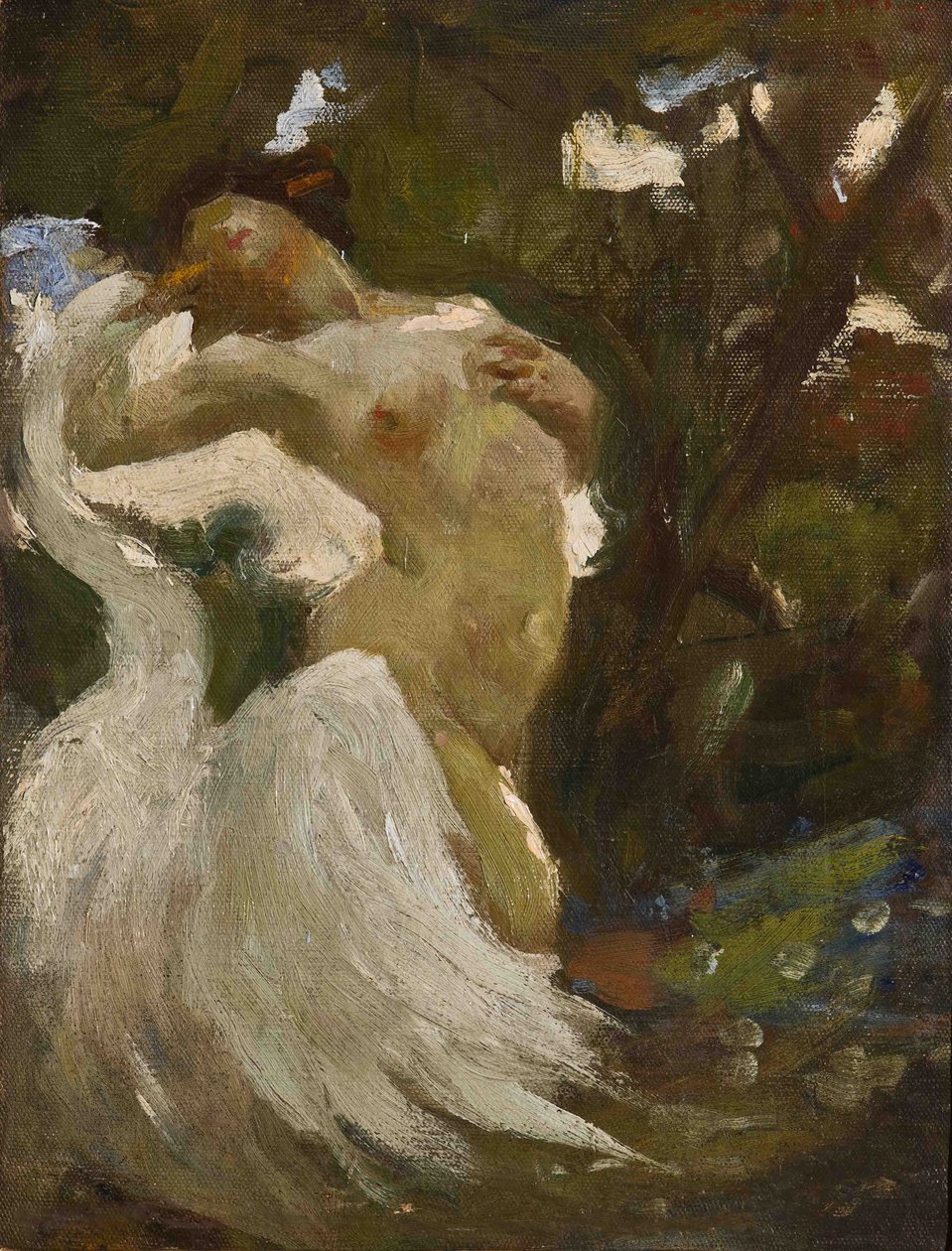Leda og svanen (olje på lerret) av Casimiro Jodi