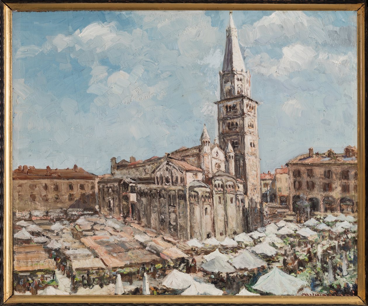 Piazza Grande i Modena (olje på panel) av Casimiro Jodi