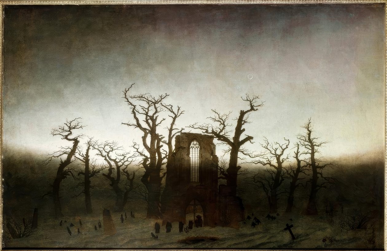 Kloster i eikeskogen av Caspar David Friedrich