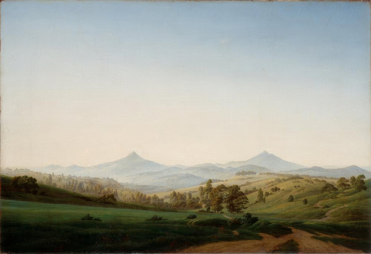 Bohemlandskap med Milleschauer av Caspar David Friedrich