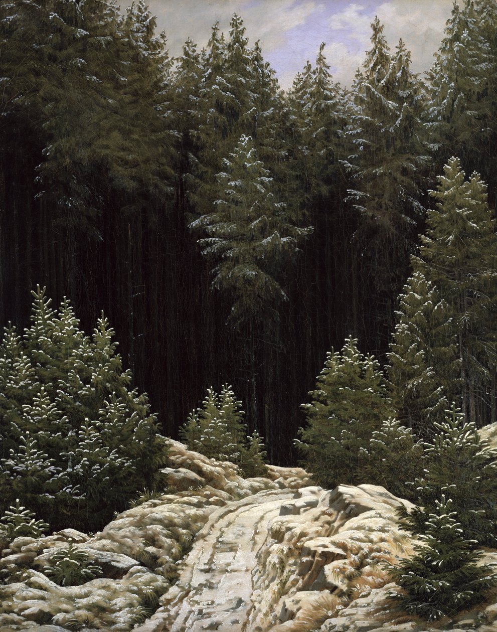 Tidlig snø, ca. 1828 av Caspar David Friedrich