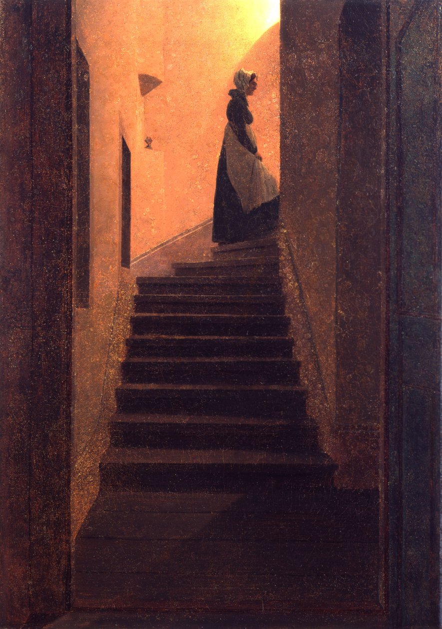 Lady on the Trapp / Caroline på trappene av Caspar David Friedrich