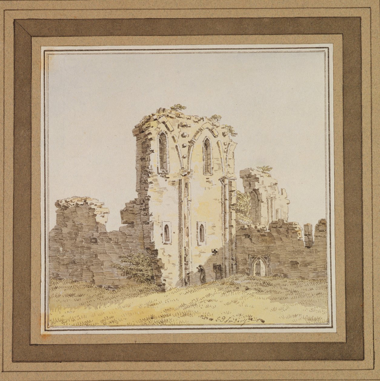 Klosterruiner (gotisk kirkeruin), ca. 1806 (penn og blekk og wc på papir) av Caspar David Friedrich