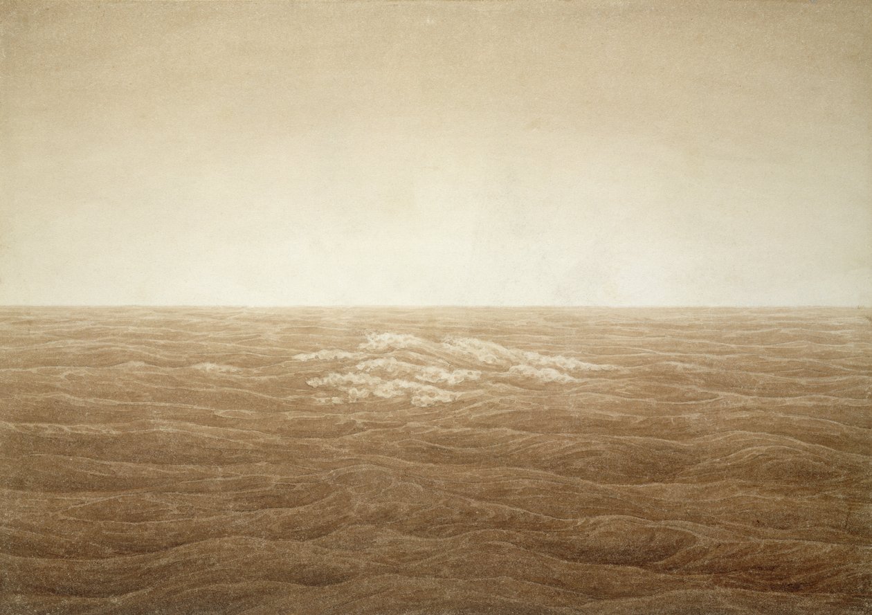 Sea at Sunrise, 1828 (sepia blekk over blyant på papir) av Caspar David Friedrich