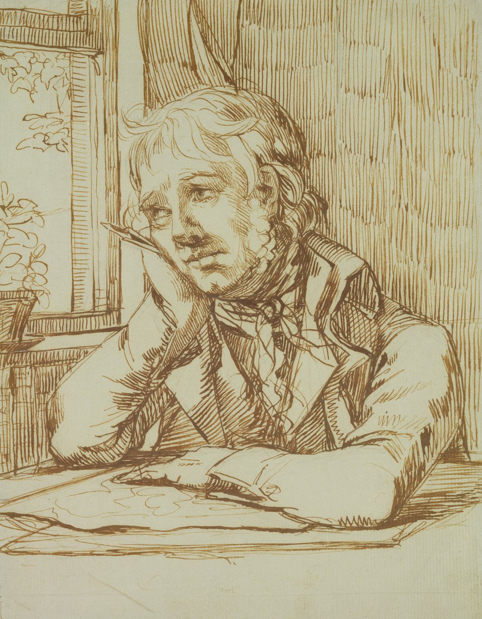 Selvportrett (blyant og penn på papir) av Caspar David Friedrich
