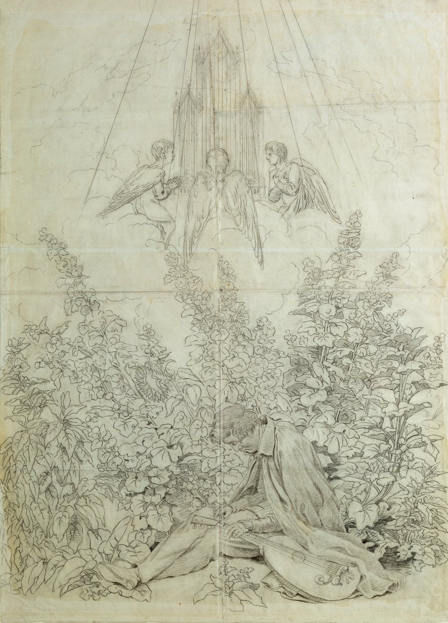 Musikerens drøm (kritt på papir) av Caspar David Friedrich