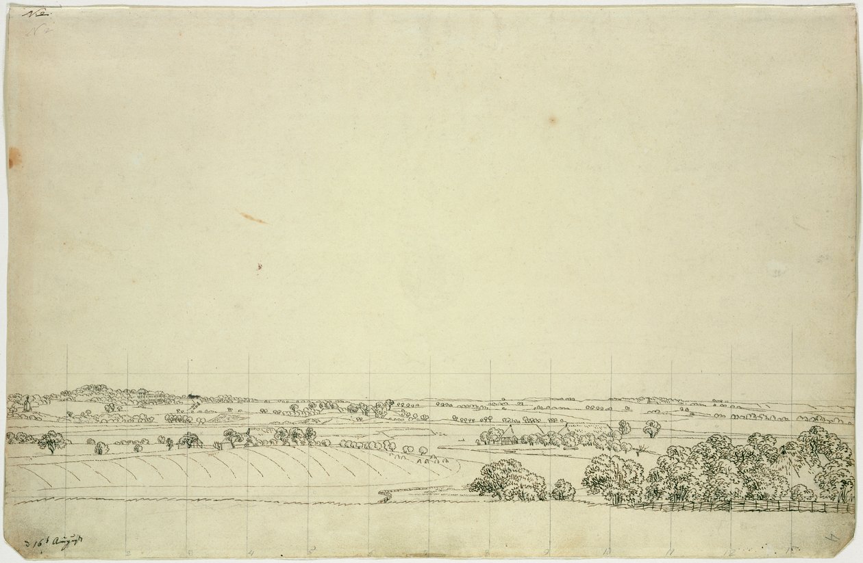 Utsikt mot Putbus (penn og blyant på papir) av Caspar David Friedrich