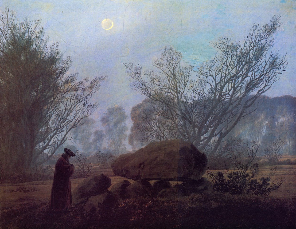 Walk at Dusk (Man Contemplating a Megalith) av Caspar David Friedrich