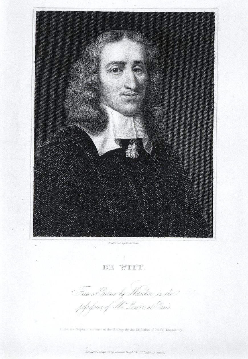 Portrett av Johan de Witt (1625-72), gravert av Edward Scriven (1775-1841) av Caspar Netscher