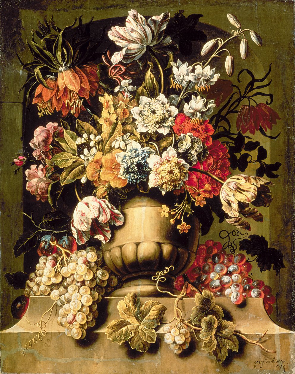 Stilleben med frukt og blomster av Caspar Pieter I Verbrugghen