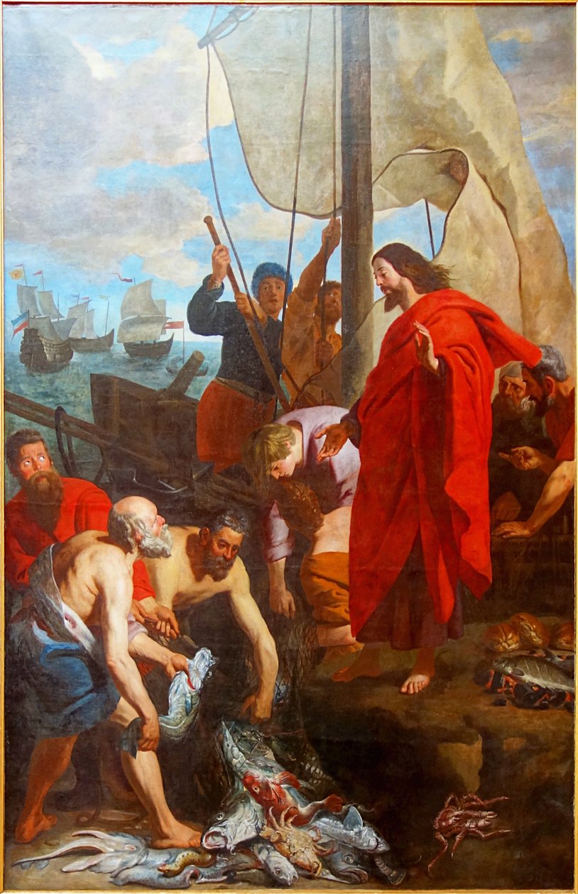 Den mirakuløse synden. Apostlene bringer frukten av deres inntak tilbake til Kristus av Caspar de Crayer