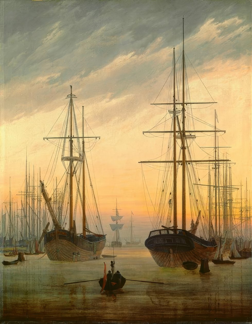 Utsikt over en havn av Caspar David Friedrich
