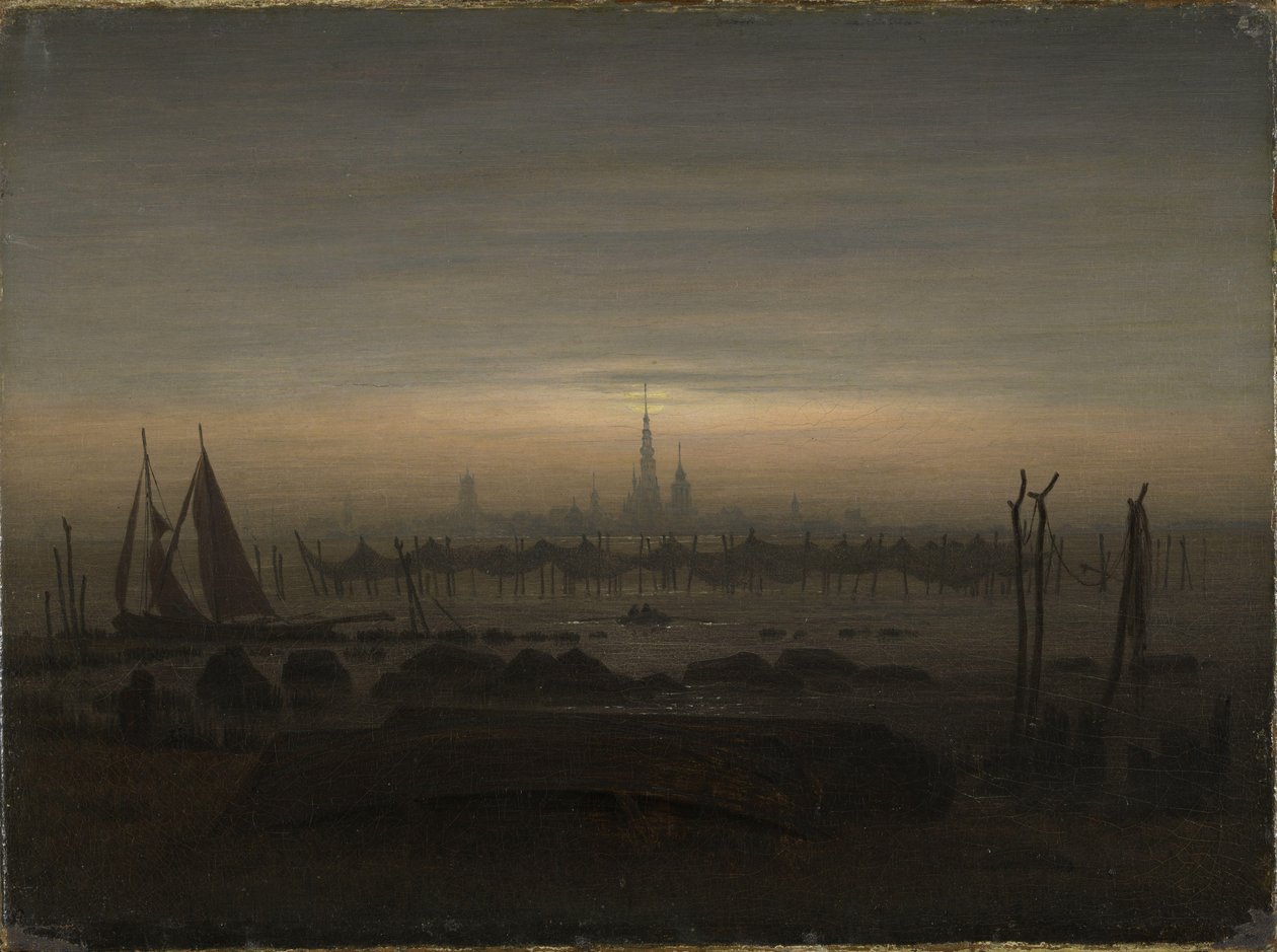 Greifswald i måneskinn av Caspar David Friedrich