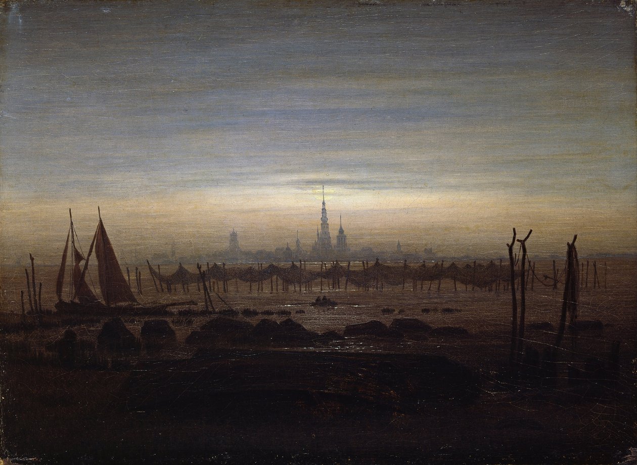 Greifswald i måneskinn av Caspar David Friedrich