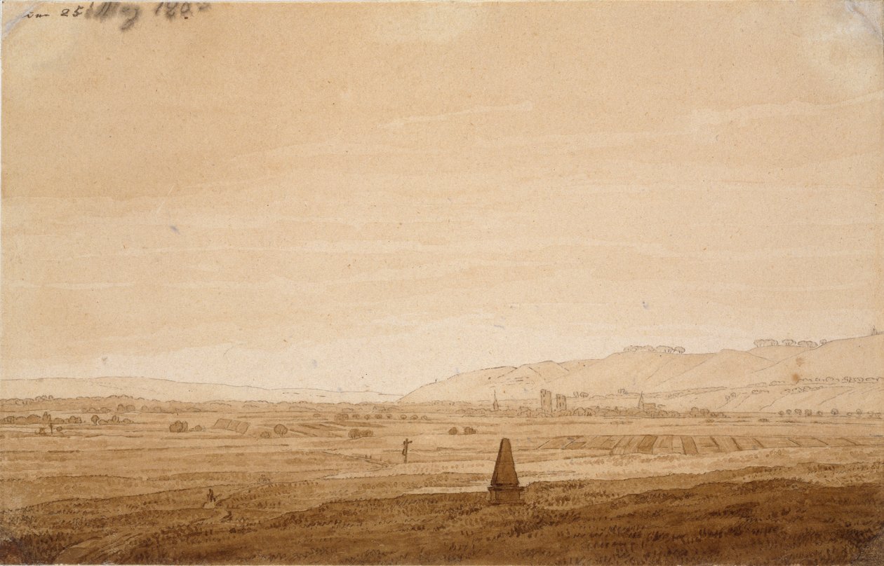 Landskap med en obelisk, 1803 av Caspar David Friedrich