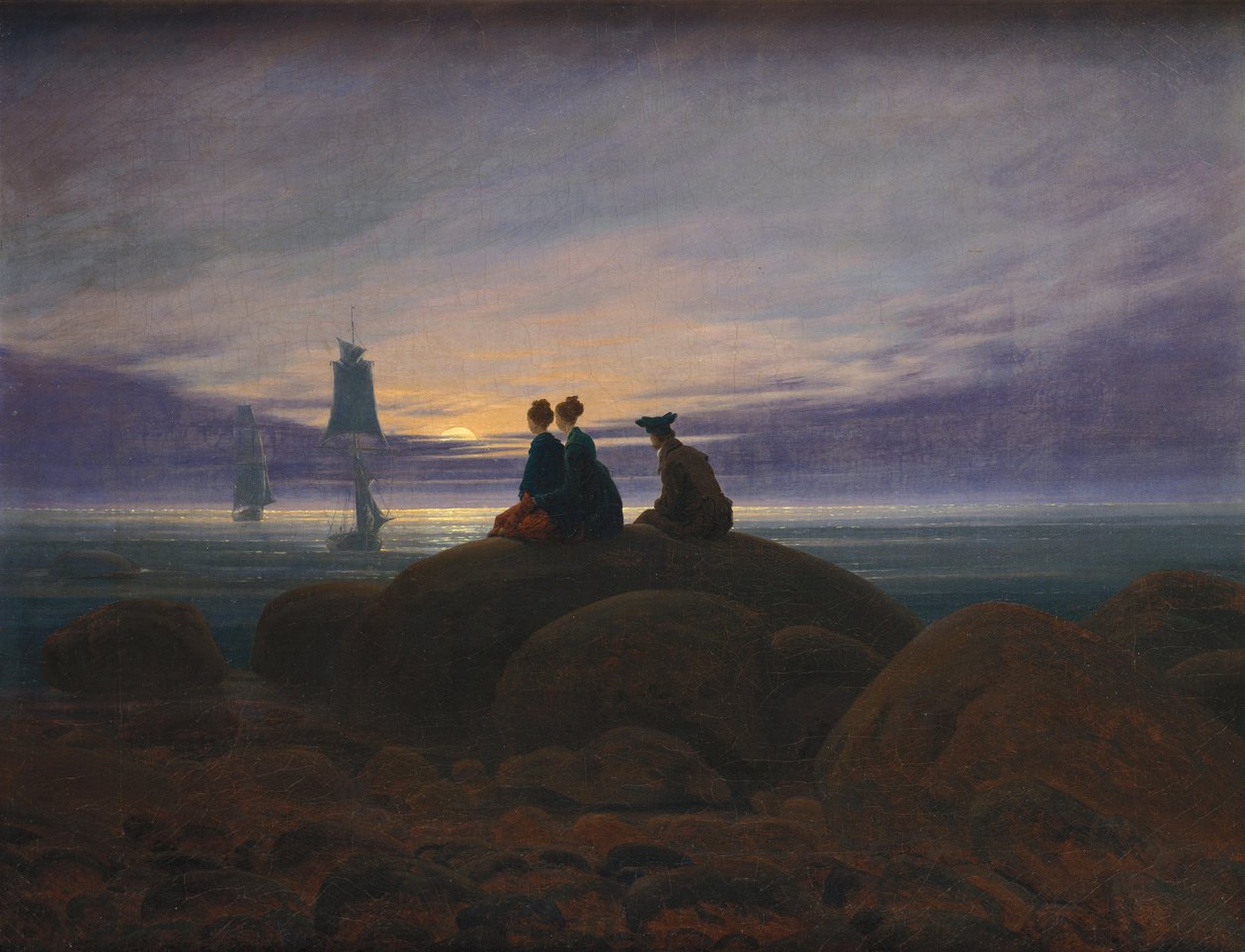 Månen stiger ved sjøen av Caspar David Friedrich