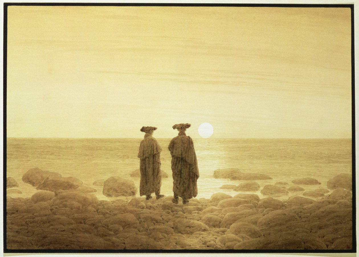 Moonrise, 1835-7 (sepia vask over blyant) av Caspar David Friedrich