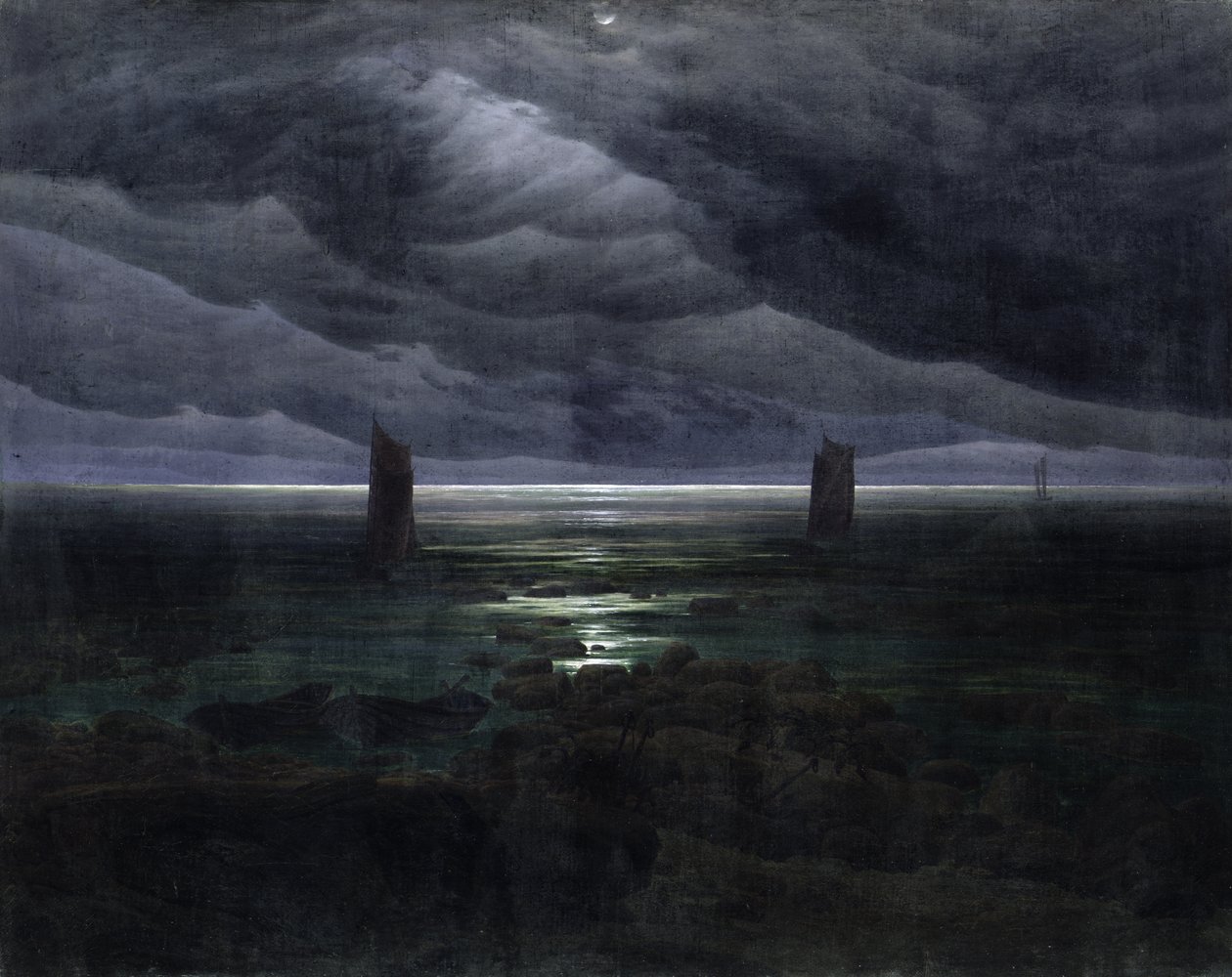 Havkysten i måneskinn av Caspar David Friedrich