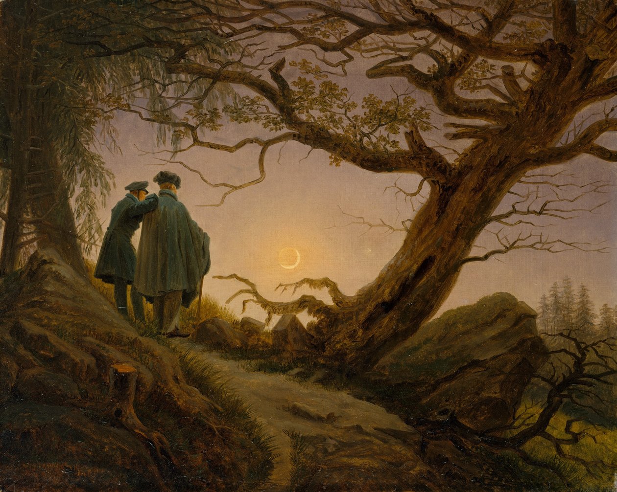 To menn ser på månen av Caspar David Friedrich