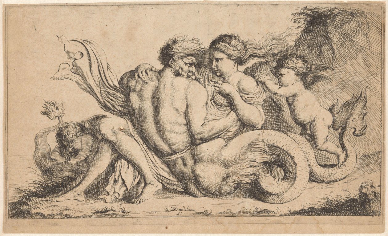 Triton en nymfe av Caspar Jacob van Opstal (II) (attributed to)