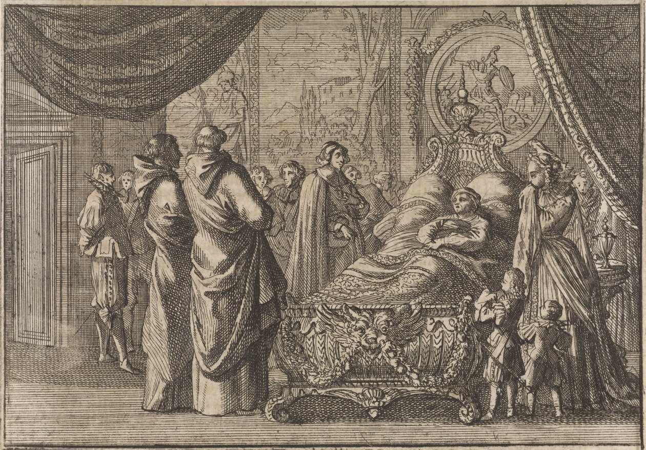 Ludvig XIIIs dødsleie, 1643 av Caspar Luyken (attributed to)