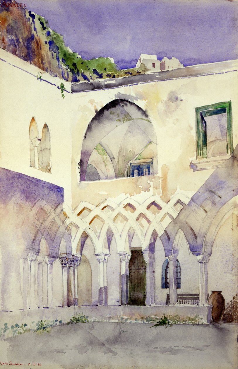 Gårdsplass, Capucine Monastery, Amalfi, 1898. av Cass Gilbert