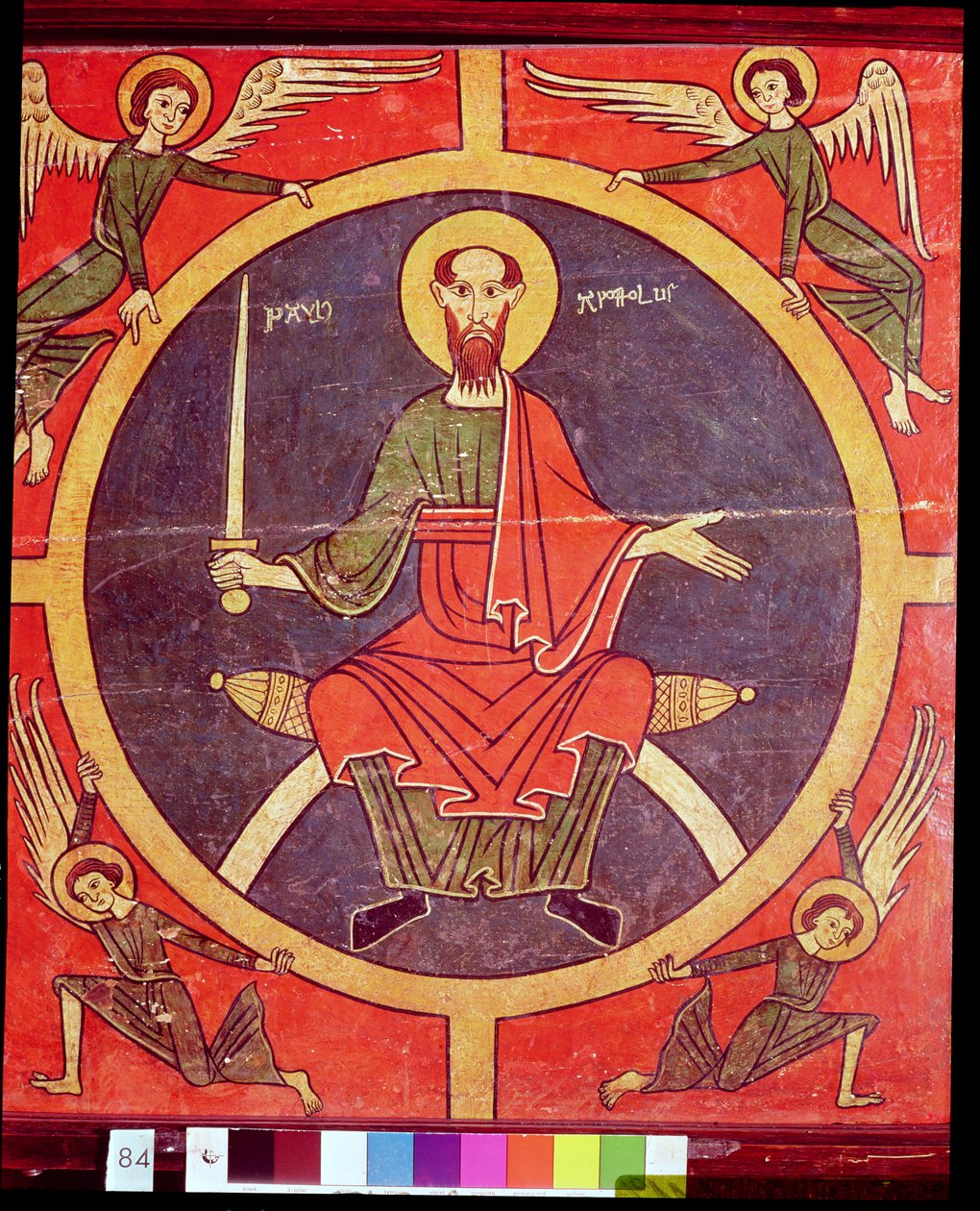 Sidepanel fra en altertavle dedikert til St. Paul, ca. 1200 (tempera på panel) av Catalan School